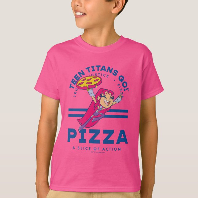 T-shirt Teen Titans Go ! Starfire "Truth Justice Pizza" (Devant)