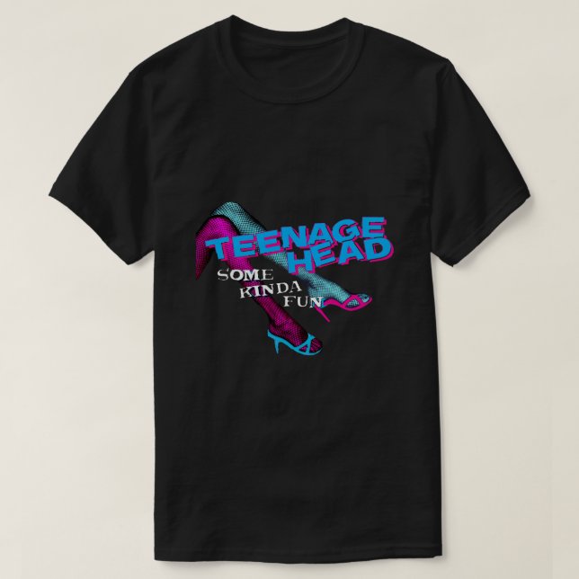 T-shirt Teenage Head (Bleu, Rose) Un Peu Amusant (Design devant)
