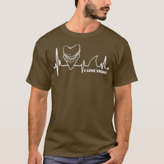 T-shirt Teeth Heartbeat I Love Sharks Megalodon Tooth Hunt