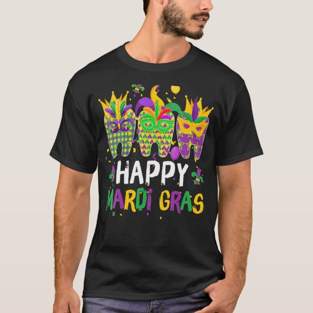 T-shirt Teeth Jester Masque Hygiène dentaire Joyeux Mardi  (Devant)