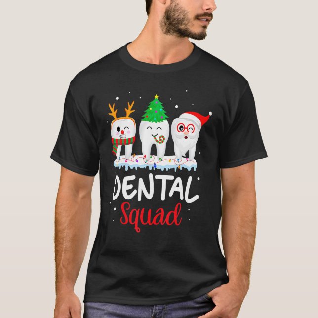 T-shirt Teeth Père Noël Reindeer Christmas Dental Squ (Devant)