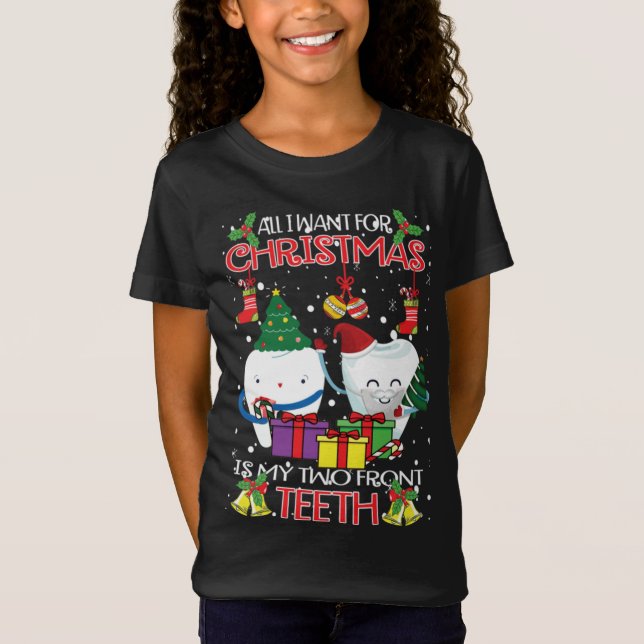 T-Shirt Teeth Santa Hat Vilain Chandail De Noël Pour Denta (Devant)