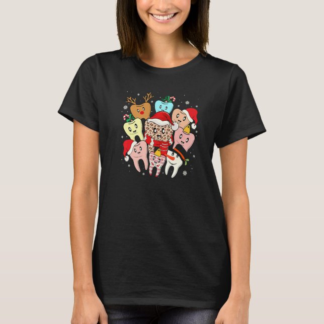 T-shirt Teeth Santa Reindeer Christmas Dental Squad (Devant)