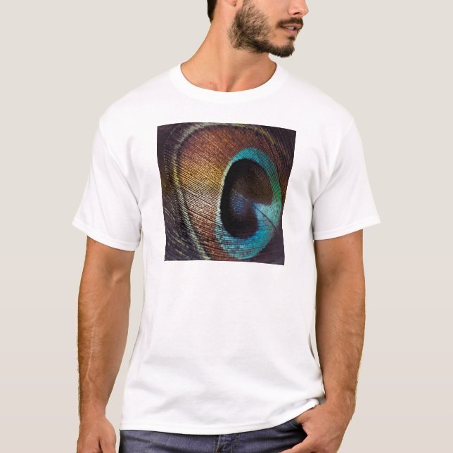 T-shirt Teinte Antique Oeil de Plume de Paon (Devant)