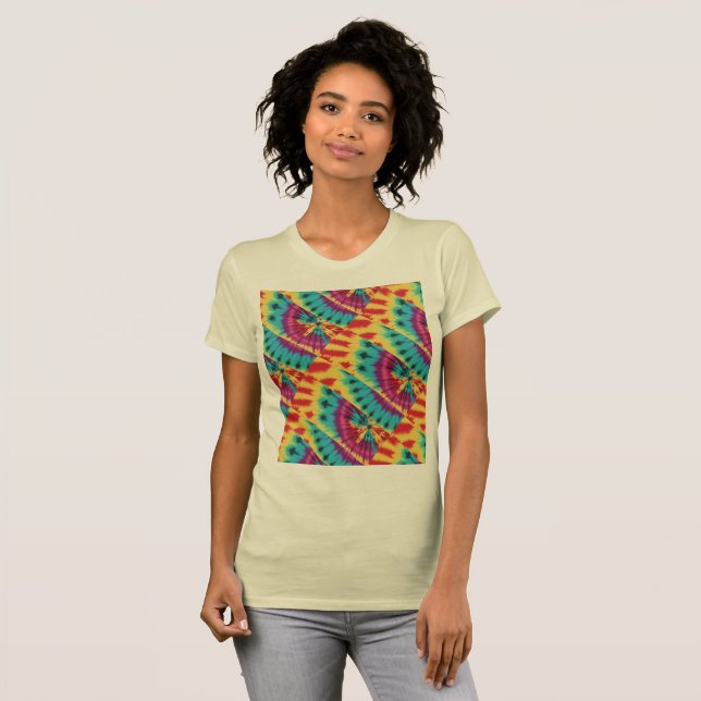 T-shirt Teinture cravate Mélangée En Turquoise Violet Jaun (Devant entier)