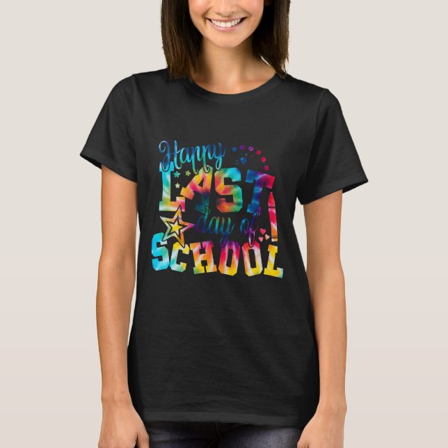 T-shirt teinture tieuse Joyeux dernier jour d'école  (Devant)