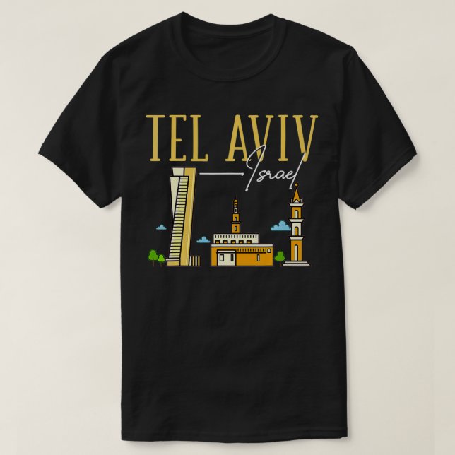 T-shirt Tel Aviv Israel City Skyline Plan Voyage  (Design devant)