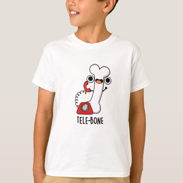 T-shirt Télé-os à drôle d'os Téléphone à jeu de mots  (Devant)