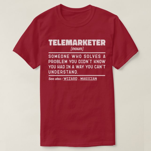 T-shirt Telemarketer Noun Définition Représentant commerci (Design devant)