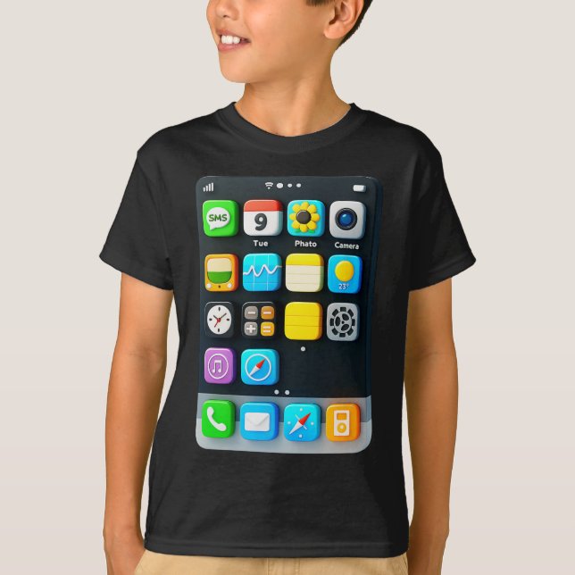 T-shirt Téléphone cellulaire Écran Smartphone Mobile App H (Devant)