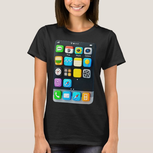 T-shirt Téléphone cellulaire Écran Smartphone Mobile App H (Devant)