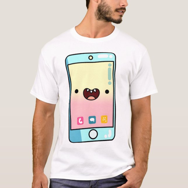 T-shirt Téléphone Kawaii Smartphone (Devant)