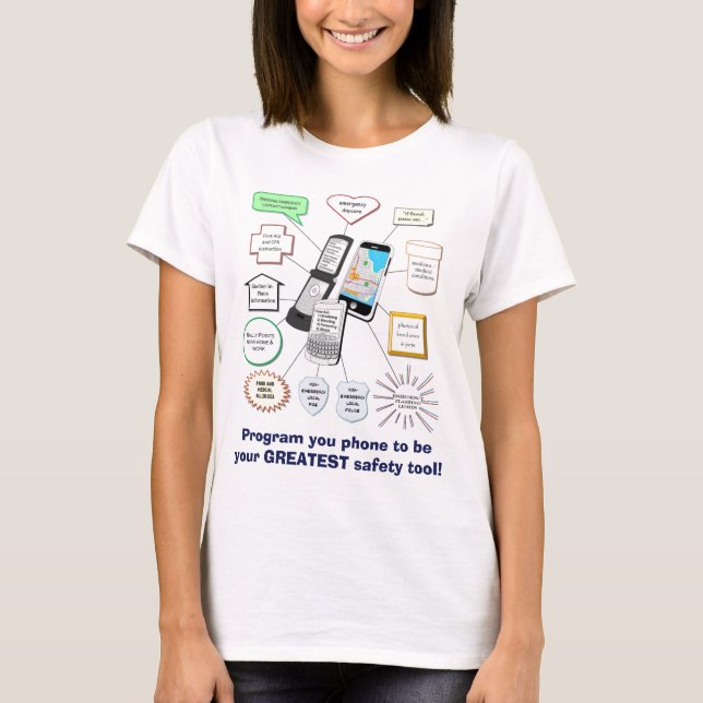 T-shirt Téléphone portable comme outil de sécurité (Devant)