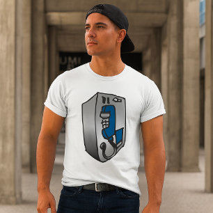 T-shirt Téléphone public rétro bleu et argent