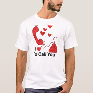 T-shirt Téléphone Red Love - Image d'appel rétro