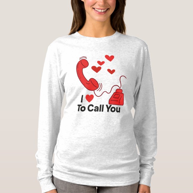 T-shirt Téléphone Red Love - Image d'appel rétro (Devant)