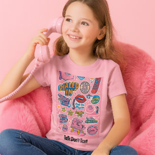 T-Shirt Téléphone Rétro Rotatif Rose Parler Pas Texter