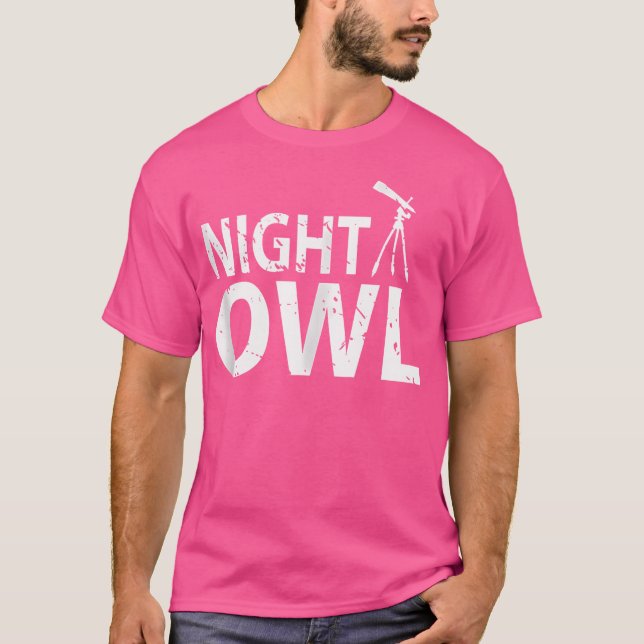 T-shirt Télescope Astronaut Night Owl Drôle Science Don A (Devant)