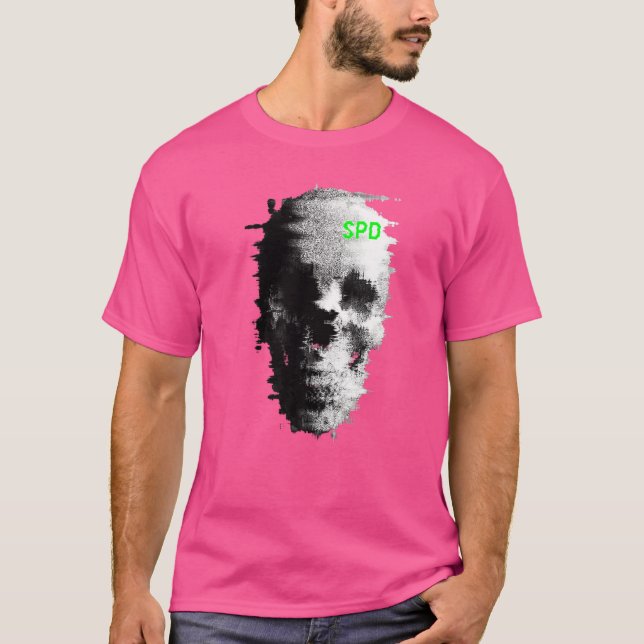 T-shirt Télévision crâne fantôme Glitch Statique (Devant)
