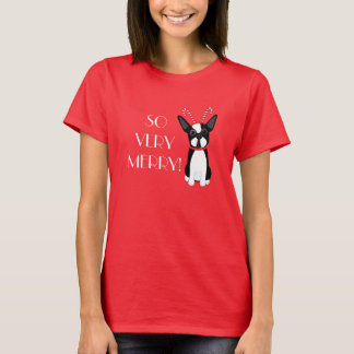 T-shirt TELLEMENT TRÈS JOYEUX ! Noël de Boston Terrier