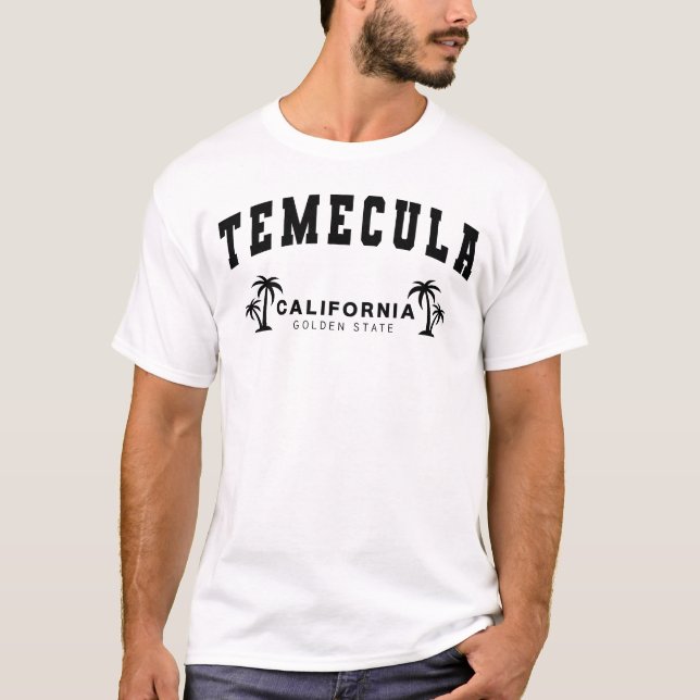 T-shirt Temecula blanc pour hommes, Californie, État d'or (Devant)