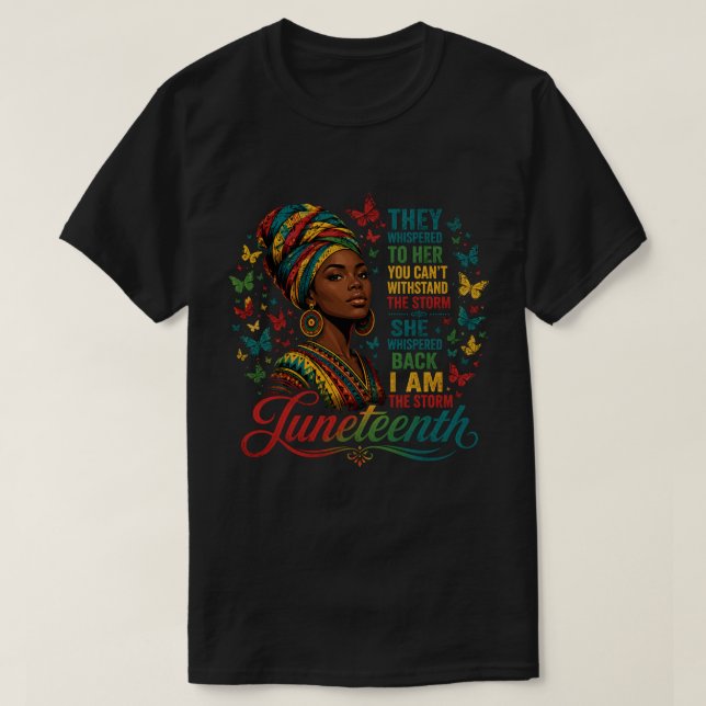 T-shirt Tempête de la Fête de Juneteenth Reine Papillon Ar (Design devant)