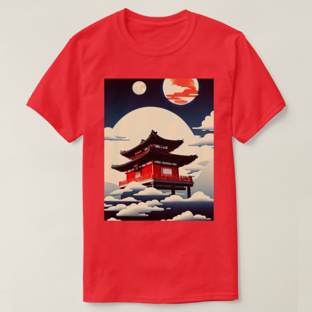 T-shirt Temple dans le ciel (Design devant)