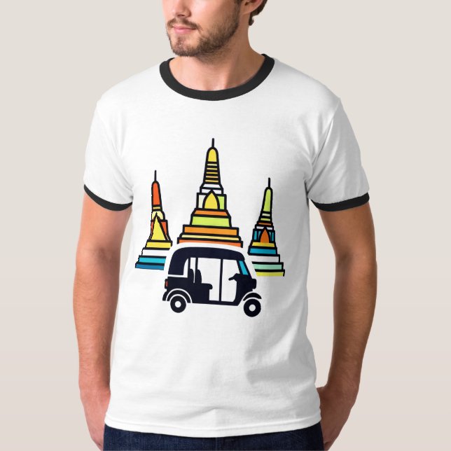 T-shirt Temples thaïlandais et tuk tuks (Devant)