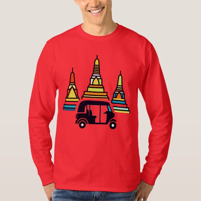 T-shirt Temples thaïlandais et tuk tuks (Devant)