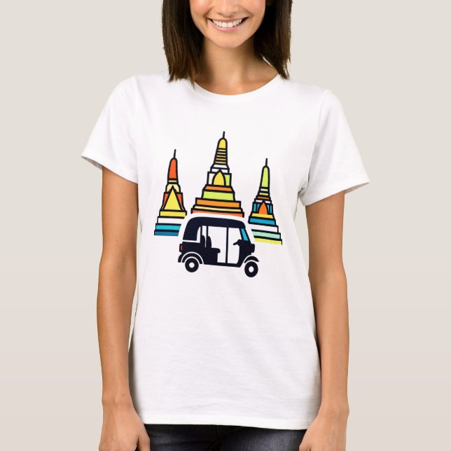 T-shirt Temples thaïlandais et tuk tuks (Devant)