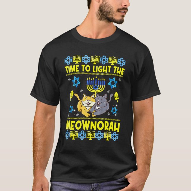 T-shirt Temps d'allumer la Menorah de chat Meownorah  Chan (Devant)