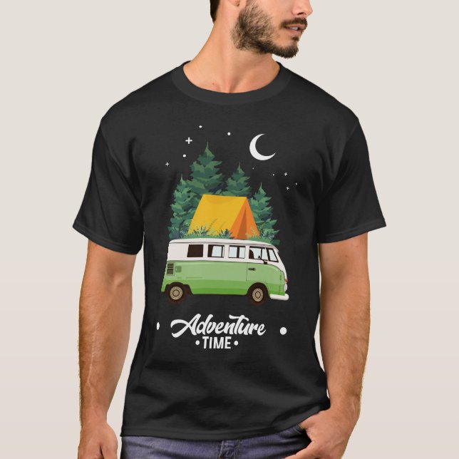 T-shirt Temps d'aventure Camping en Forêt (Devant)