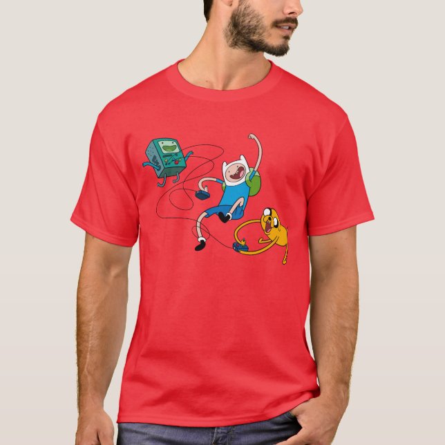 T-shirt Temps d'aventure | Finn & Jake Jouer avec BMO (Devant)