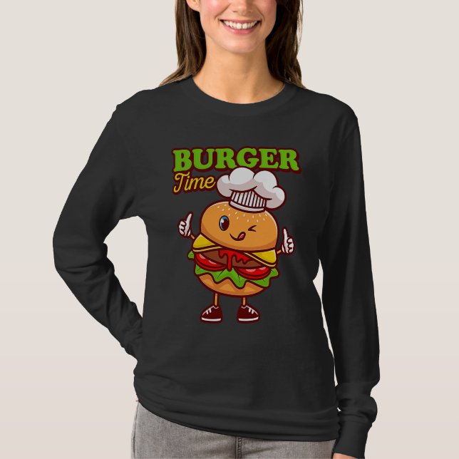T-shirt Temps de Burger Flipping Burgers (Devant)