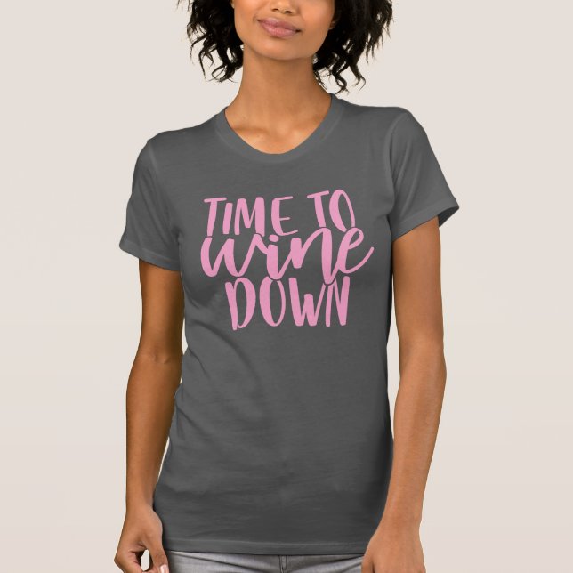T-shirt Temps De Vin | Citation de jeu de mots rose amusan (Devant)