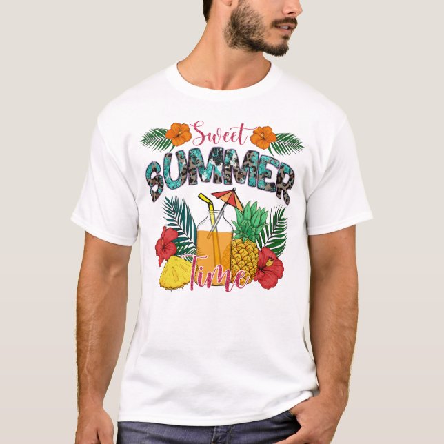 T-shirt Temps d'été doux | Fruits tropicaux et fleurs (Devant)
