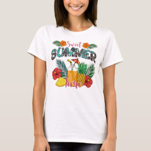 T-shirt Temps d'été doux   Fruits tropicaux et fleurs