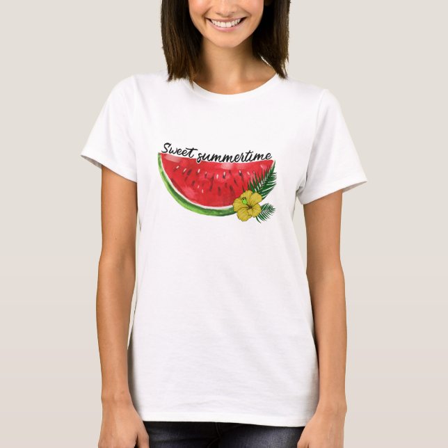T-shirt Temps d'été doux | Watercolor Watermelon (Devant)