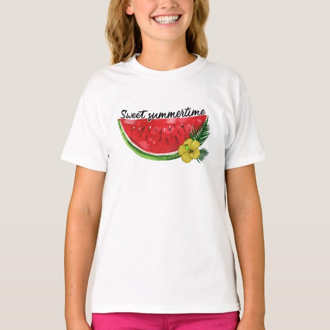 T-shirt Temps d'été doux | Watercolor Watermelon (Devant)