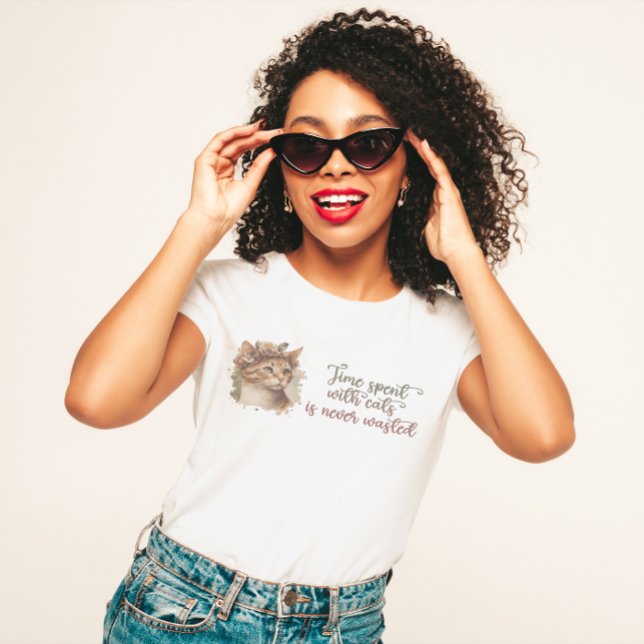 T-shirt Temps passé avec chats mignon Chat Aquarelle Desig (Créateur téléchargé)