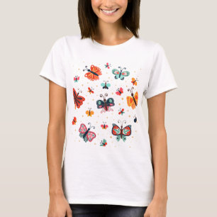 T-shirt tendance à papillons colorés