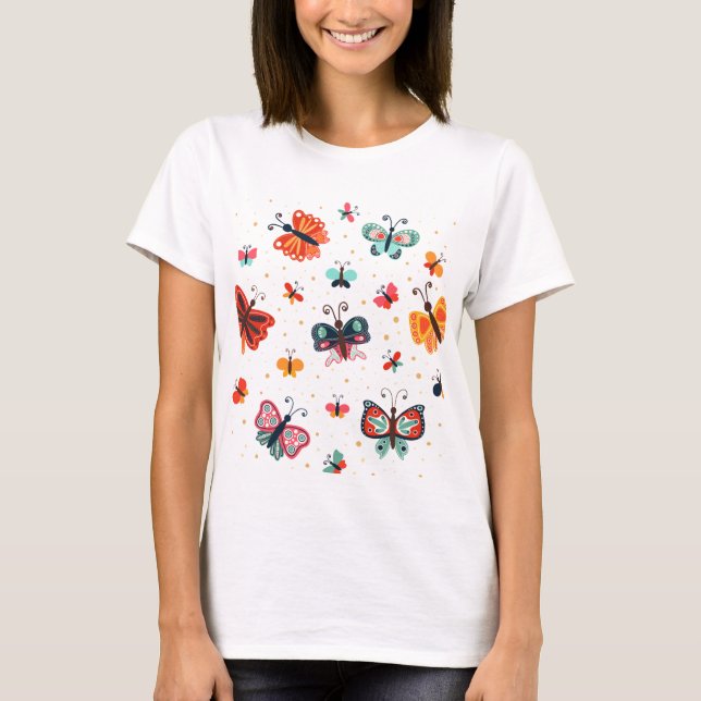 T-shirt tendance à papillons colorés (Devant)