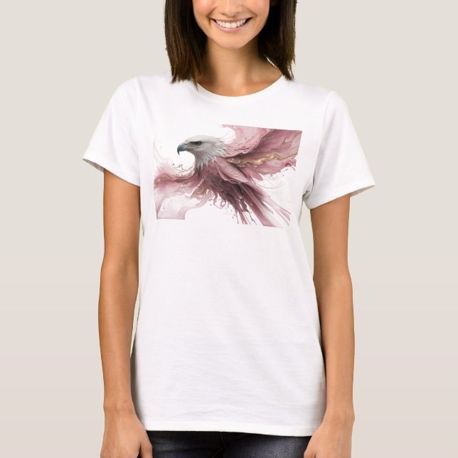 T-shirt Tendance Aigle Abstrait Rose Moderne (Devant)