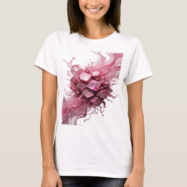 T-shirt Tendance Argent 3D CRISTAL EXPLOSION Texte 3D Art (Devant)