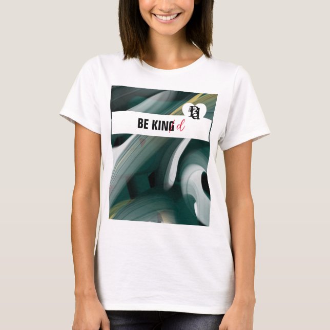 T-shirt tendance Art Abstrait noir blanc vert (Devant)