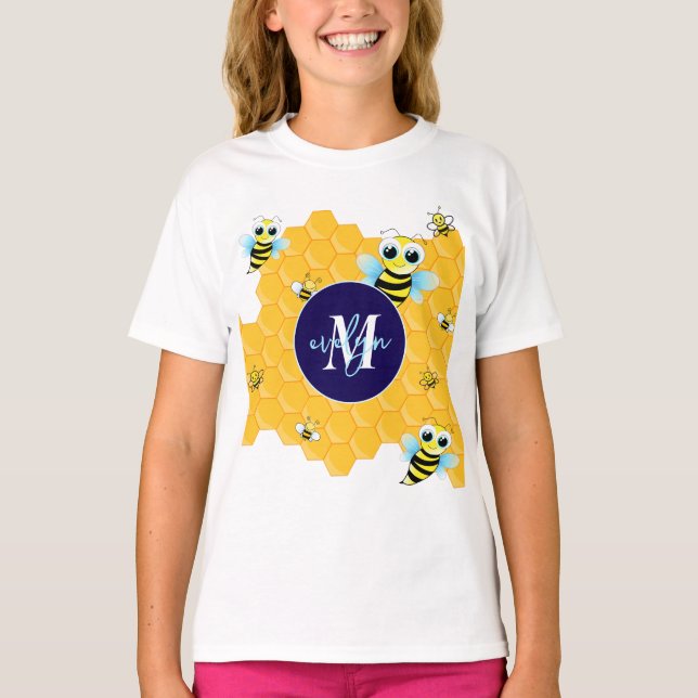 T-shirt Tendance Big Blue Eyes Bee & Hives (Devant)