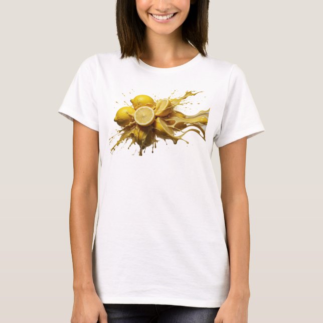 T-shirt Tendance Citrons Abstraits Or Attrayants (Devant)