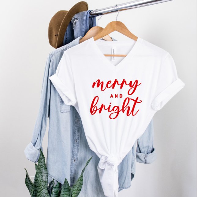 T-shirt Tendance Joyeux et Lumineux Rouge Vacances Script (Créateur téléchargé)