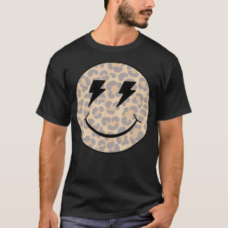 T-shirt Tendance Leopard Smiley Face Lightning Bolt