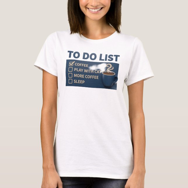 T-shirt tendance Navy CAFE JOUER AVEC LE CHAT (Devant)
